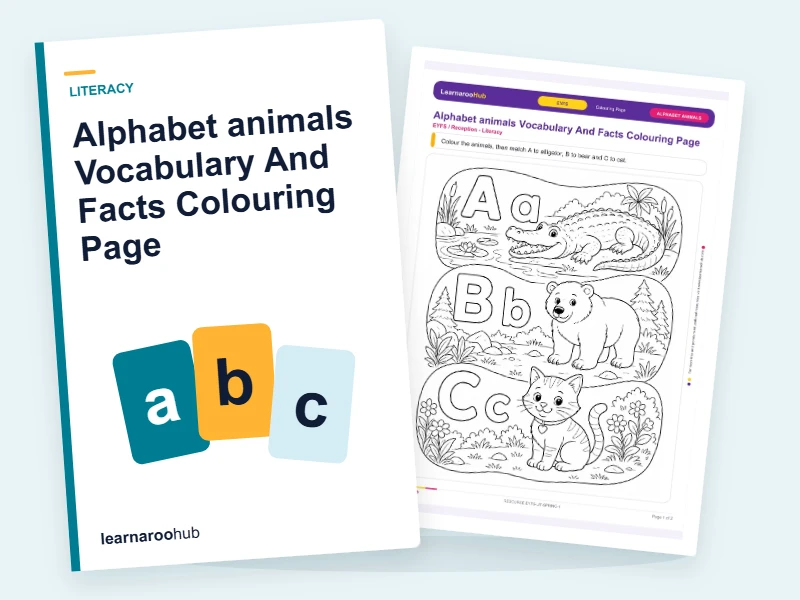 Alphabet animals Vocabulary And Facts Colouring Page — colouring sheets cover
