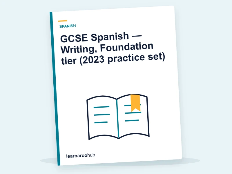 GCSE Spanish — Writing, Foundation tier (2023 practice set) — mock practice paper cover