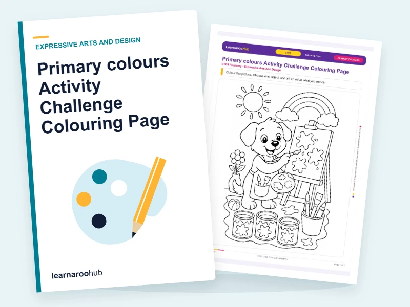 Primary colours Activity Challenge Colouring Page — colouring sheets cover