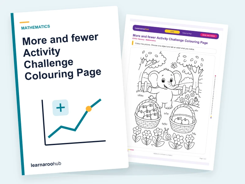 More and fewer Activity Challenge Colouring Page — colouring sheets cover