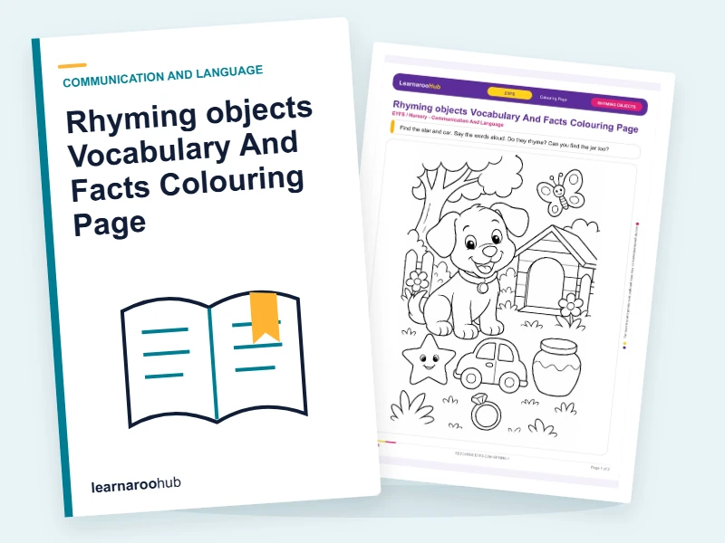Rhyming objects Vocabulary And Facts Colouring Page — colouring sheets cover