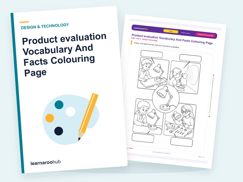 Product evaluation Vocabulary And Facts Colouring Page — colouring sheets cover