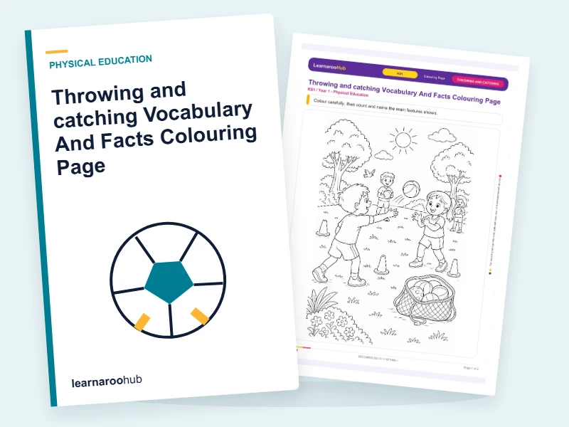 Throwing and catching Vocabulary And Facts Colouring Page — colouring sheets cover