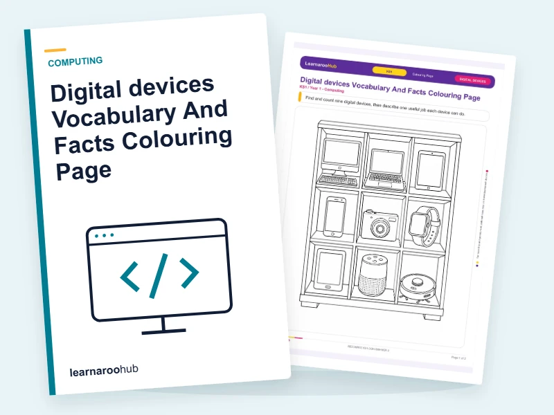 Digital devices Vocabulary And Facts Colouring Page — colouring sheets cover