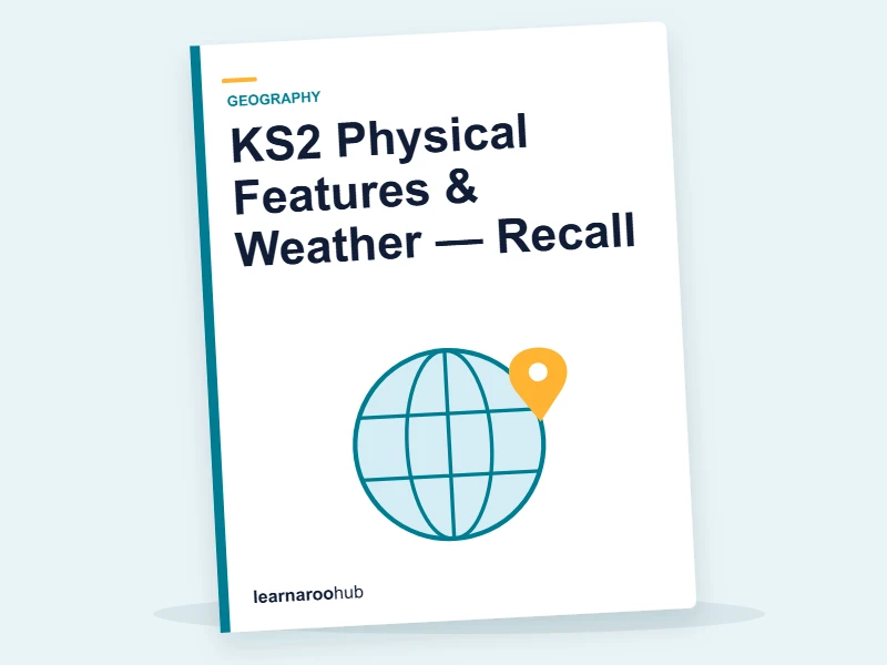 KS2 Physical Features & Weather — Recall — quiz cover