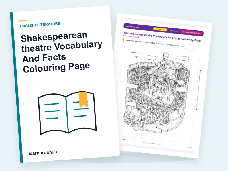 Shakespearean theatre Vocabulary And Facts Colouring Page — colouring sheets cover