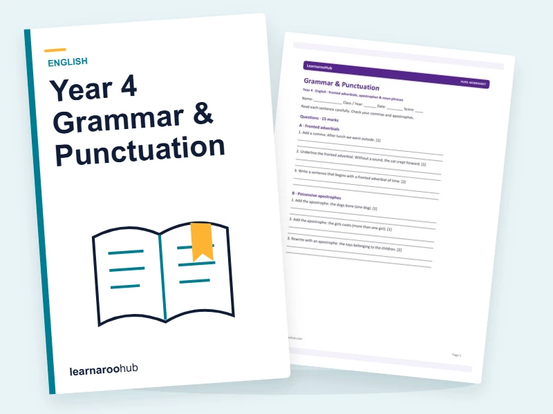 Year 4 Grammar & Punctuation — printable / pdf cover