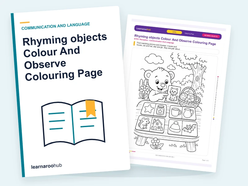 Rhyming objects Colour And Observe Colouring Page — colouring sheets cover