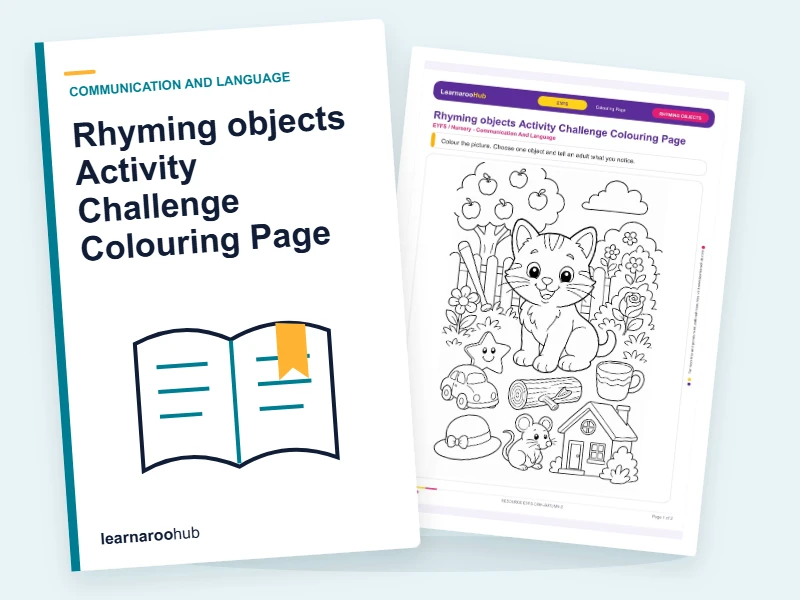 Rhyming objects Activity Challenge Colouring Page — colouring sheets cover