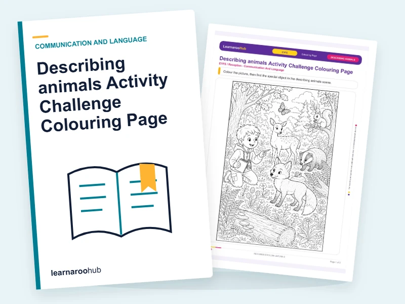 Describing animals Activity Challenge Colouring Page — colouring sheets cover