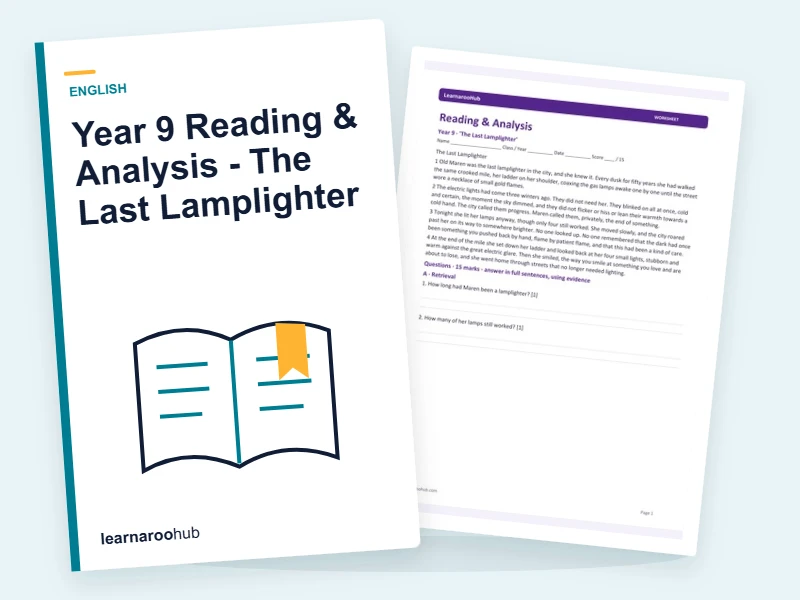 Year 9 Reading & Analysis - The Last Lamplighter — printable / pdf cover