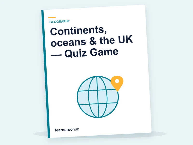 Continents, oceans & the UK — Quiz Game — quiz cover