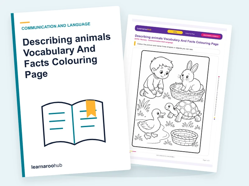Describing animals Vocabulary And Facts Colouring Page — colouring sheets cover