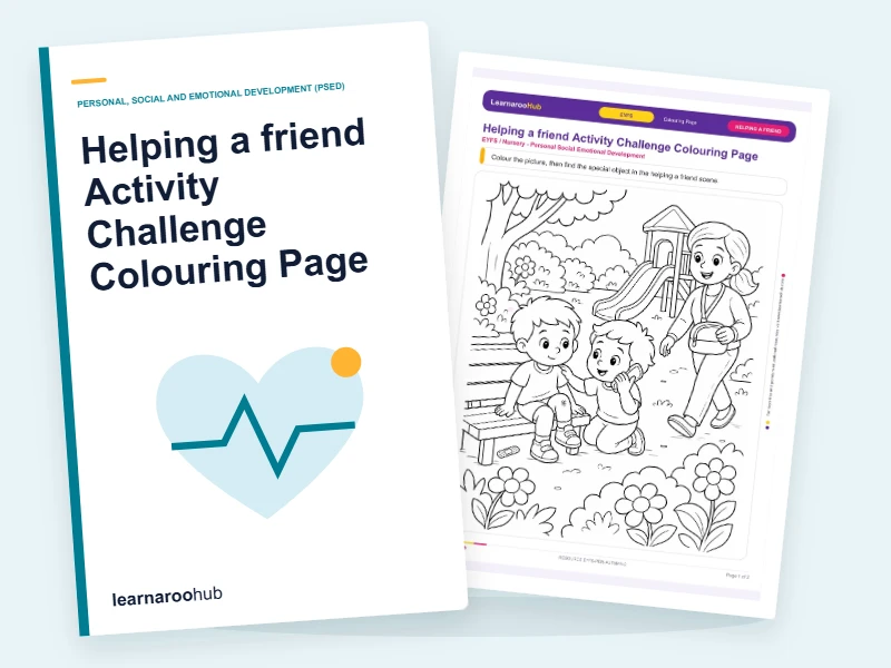 Helping a friend Activity Challenge Colouring Page — colouring sheets cover
