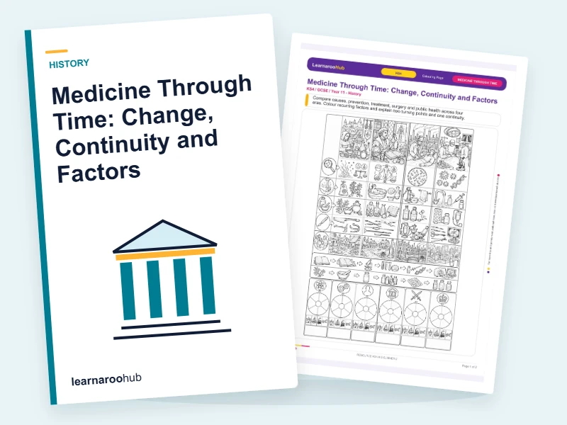 Medicine Through Time: Change, Continuity and Factors — colouring sheets cover