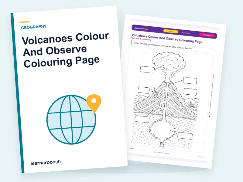 Volcanoes Colour And Observe Colouring Page — colouring sheets cover