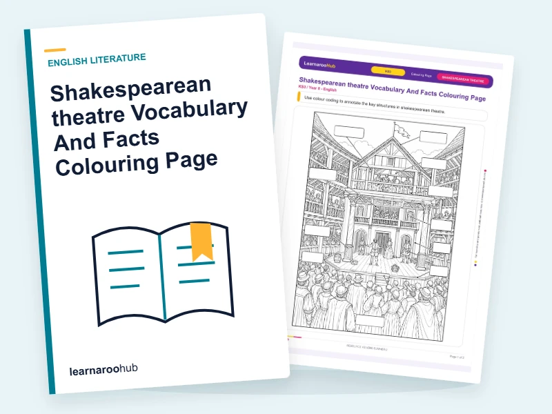 Shakespearean theatre Vocabulary And Facts Colouring Page — colouring sheets cover