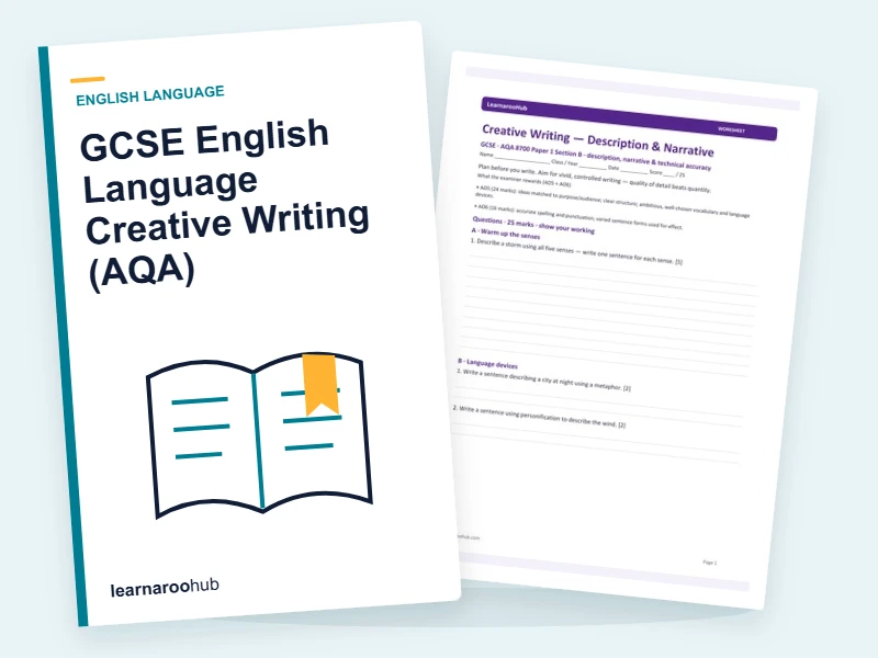 GCSE English Language Creative Writing (AQA) — printable / pdf cover