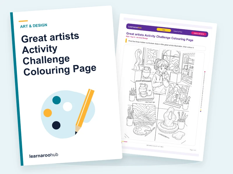 Great artists Activity Challenge Colouring Page — colouring sheets cover