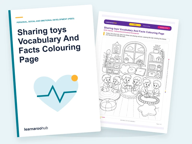 Sharing toys Vocabulary And Facts Colouring Page — colouring sheets cover