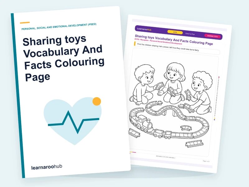 Sharing toys Vocabulary And Facts Colouring Page — colouring sheets cover