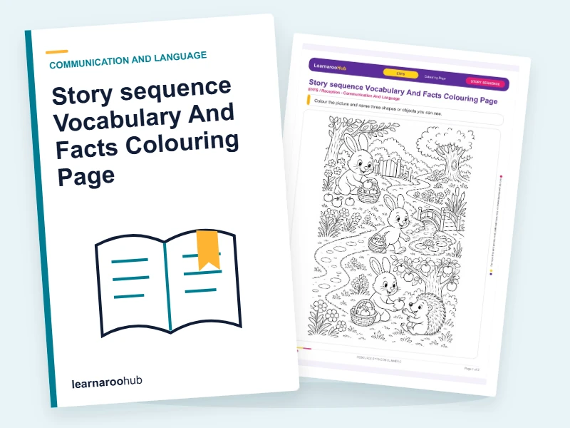 Story sequence Vocabulary And Facts Colouring Page — colouring sheets cover