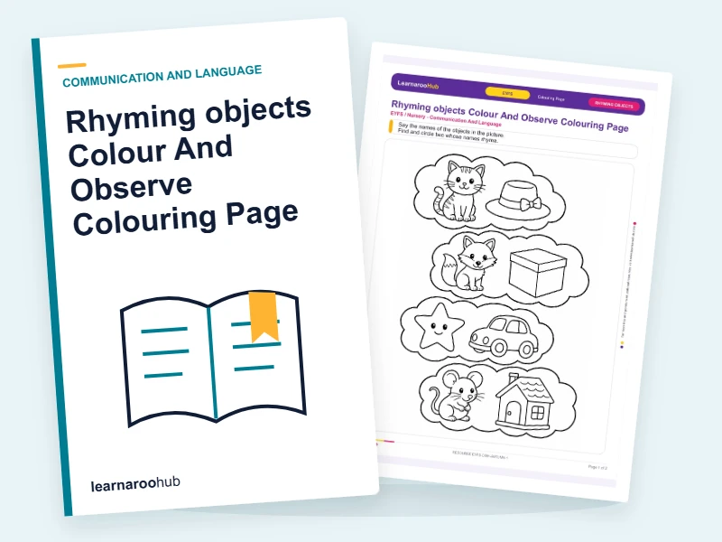 Rhyming objects Colour And Observe Colouring Page — colouring sheets cover