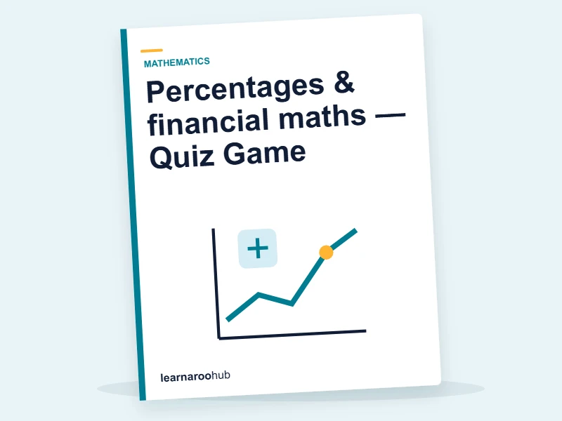 Percentages & financial maths — Quiz Game — quiz cover
