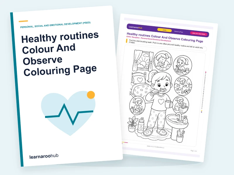 Healthy routines Colour And Observe Colouring Page — colouring sheets cover