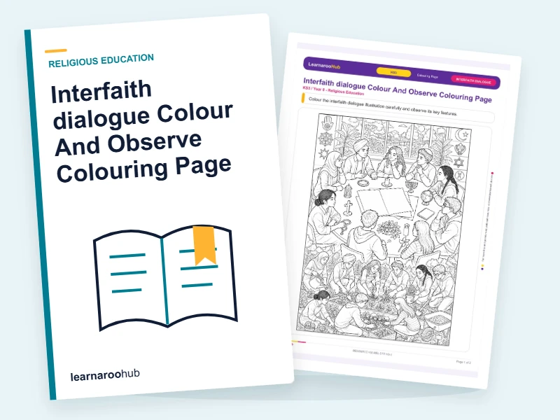 Interfaith dialogue Colour And Observe Colouring Page — colouring sheets cover